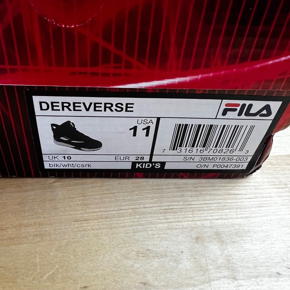 Fila Dereverse Black High Top Sneakers Lace Up Basketball Little Kid Size 11 NEW - Picture 11 of 11